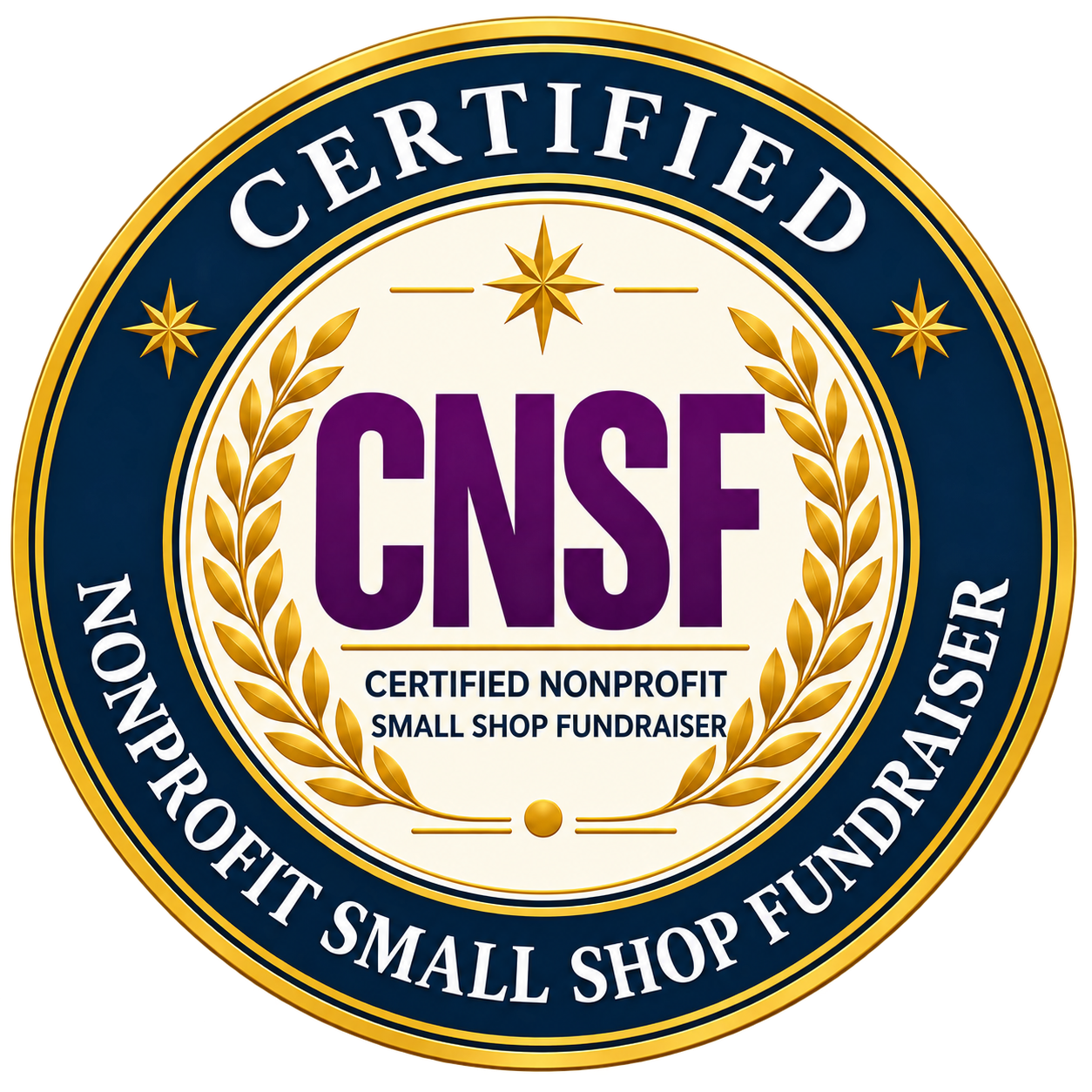 Certified Nonprofit Small Shop Fundraiser (CNSF) emblem
